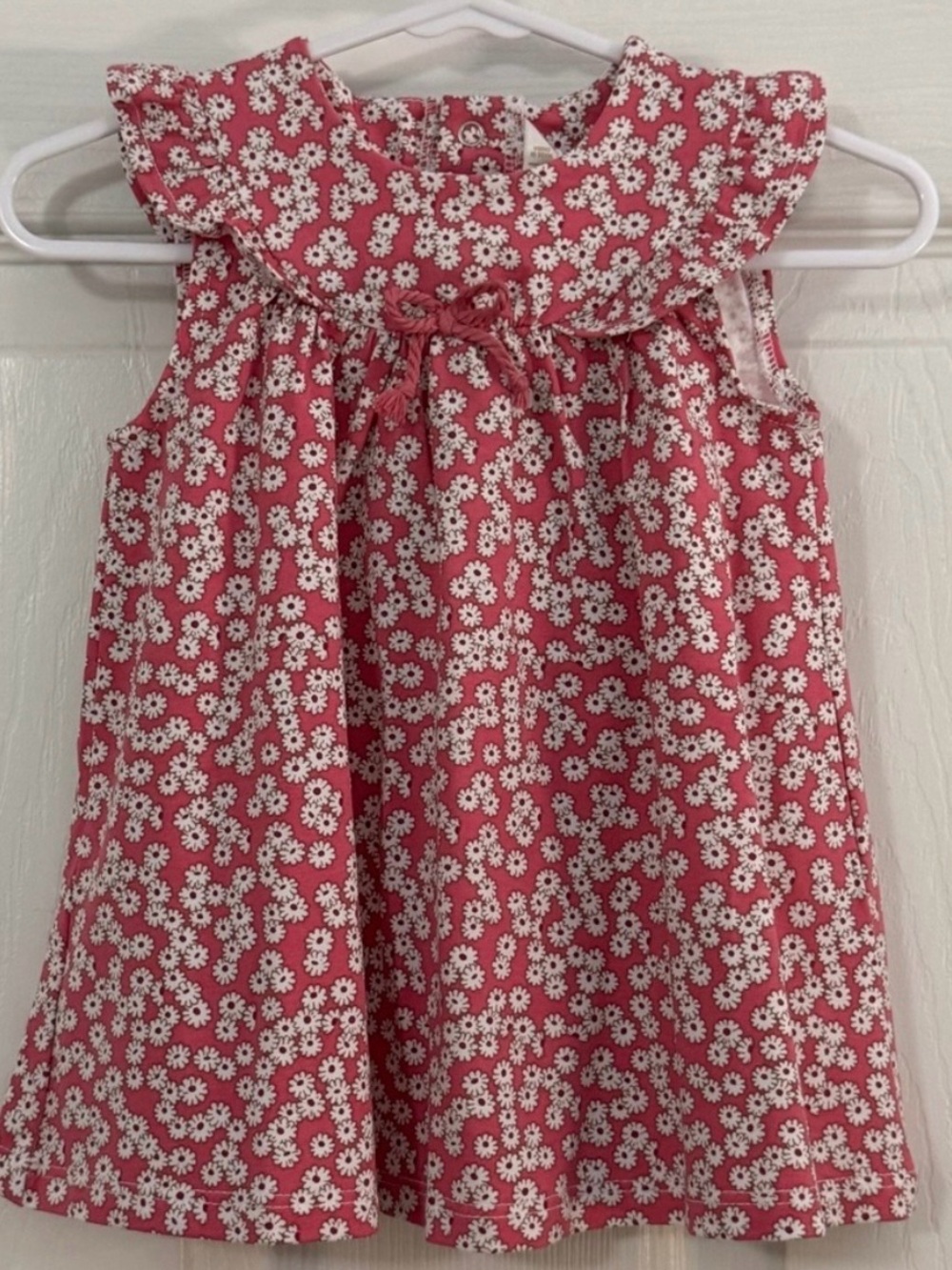 Mayoral Pink Floral Ruffle Collar Sleeveless Top